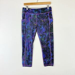 Constantly Varied Gear Womens Large Purple Galaxy Cropped Active Leggings Pants